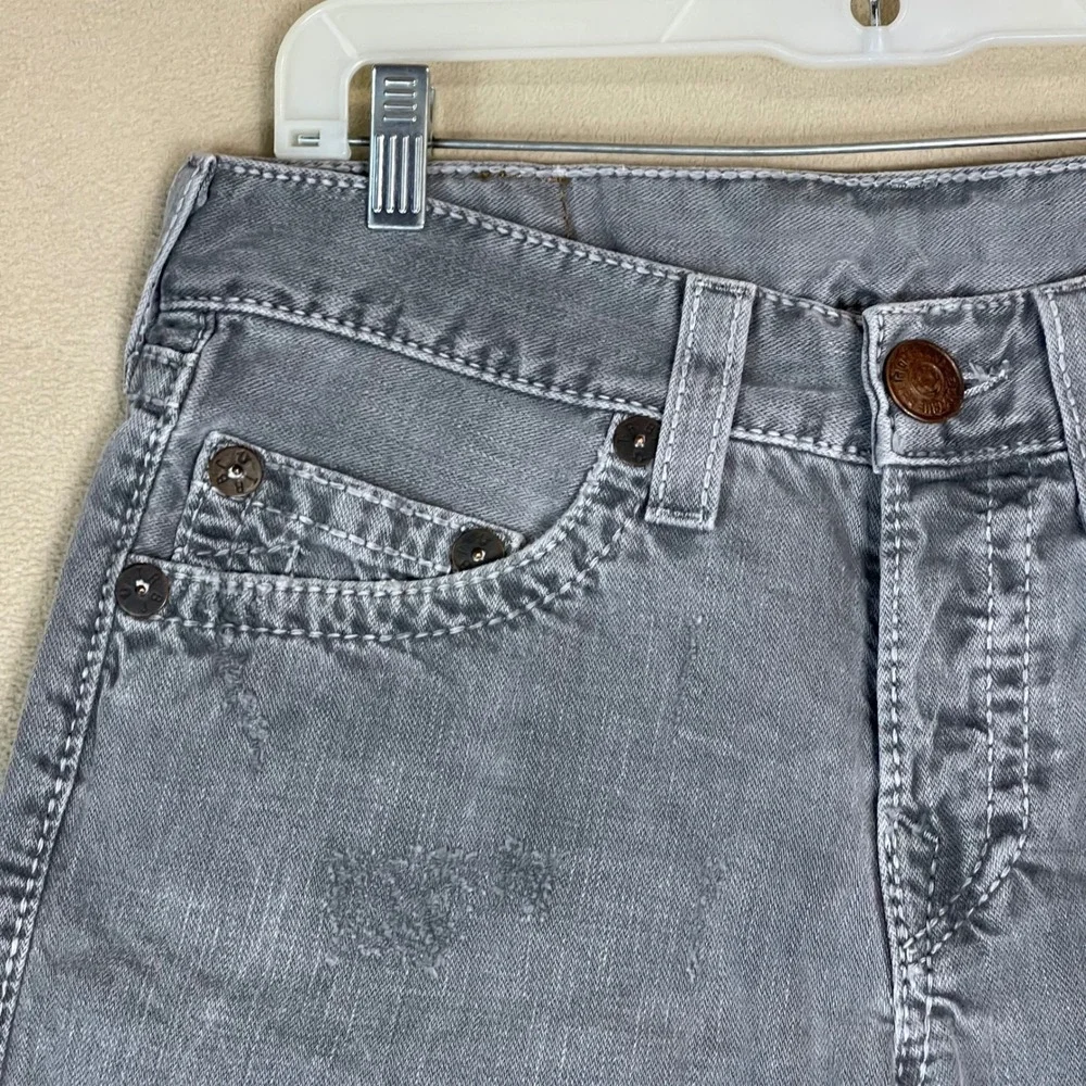 True Religion Men Geno Cut Off Jean‎ Shorts Gray Size 32 Distressed